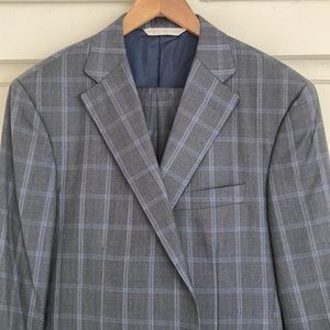 Samuelsohn Gable Windowpane 100% Super 130s Wool Suit 42R Made in Canada 🍁